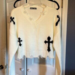 Crop Top Sweater Shein Sz L Long Sleeve - Jrs